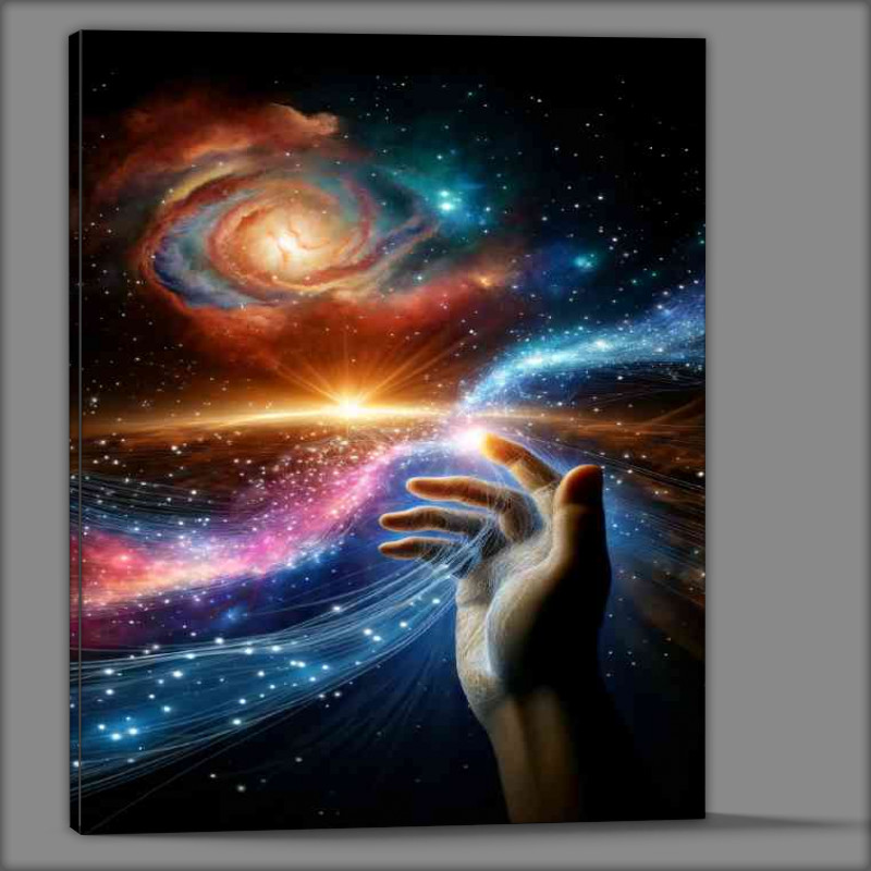 Buy Canvas : (Hand weaving a tapestry of light that forms a galaxy)