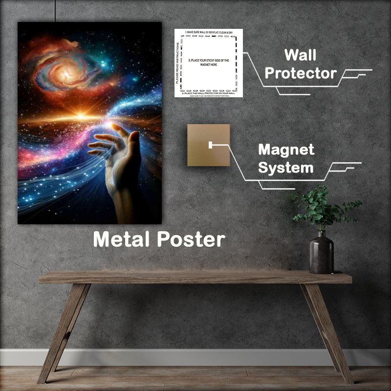 Buy Metal Poster : (Hand weaving a tapestry of light that forms a galaxy)