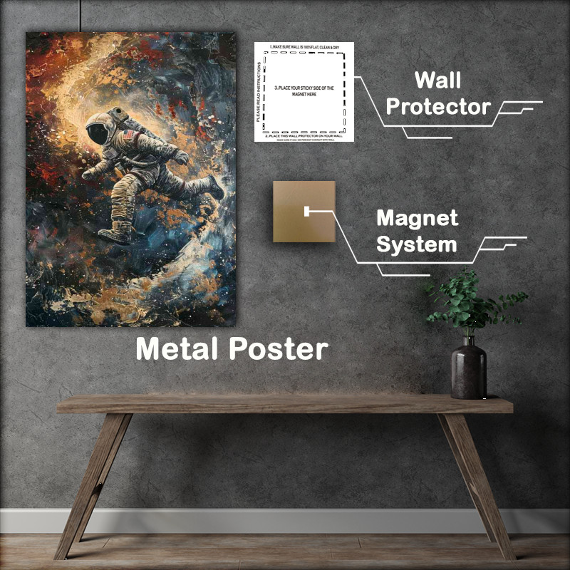 Buy Metal Poster : (Astronaut flies over a cosmic galaxy)