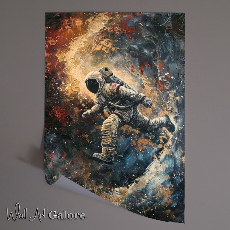 Buy Unframed Poster : (Astronaut flies over a cosmic galaxy)