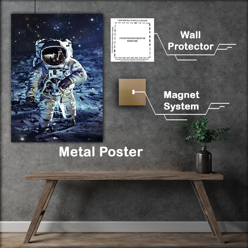 Buy Metal Poster : (Astronaut floating in space with stars)