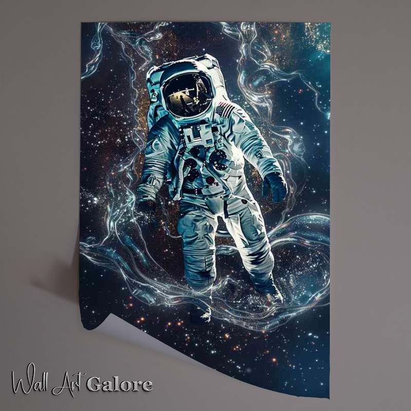 Buy Unframed Poster : (Astronaut floating stars and swirls in the galaxy)