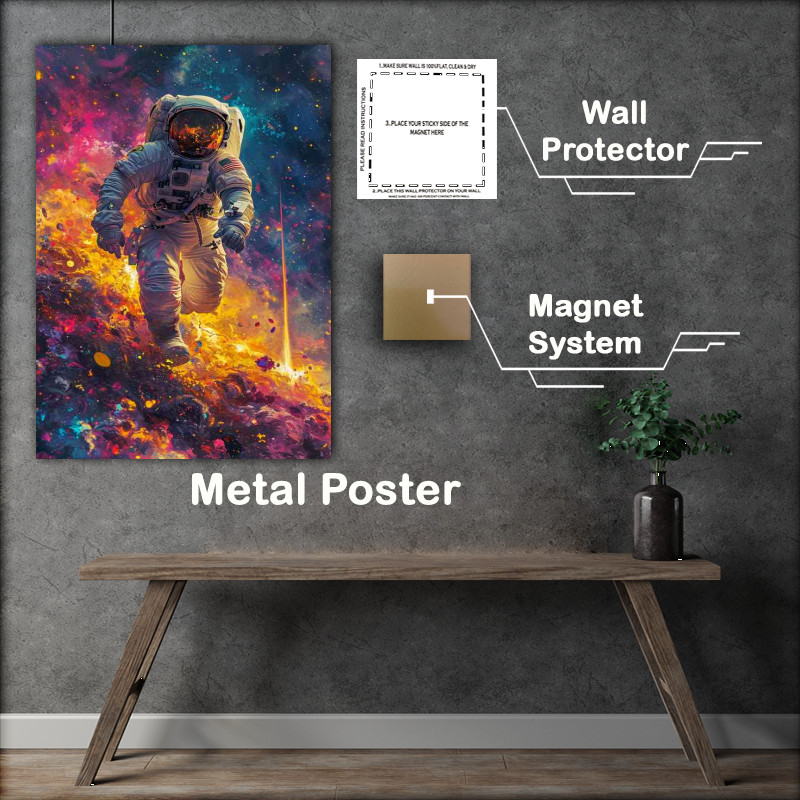 Buy Metal Poster : (Astronaut in coloured cloud space)