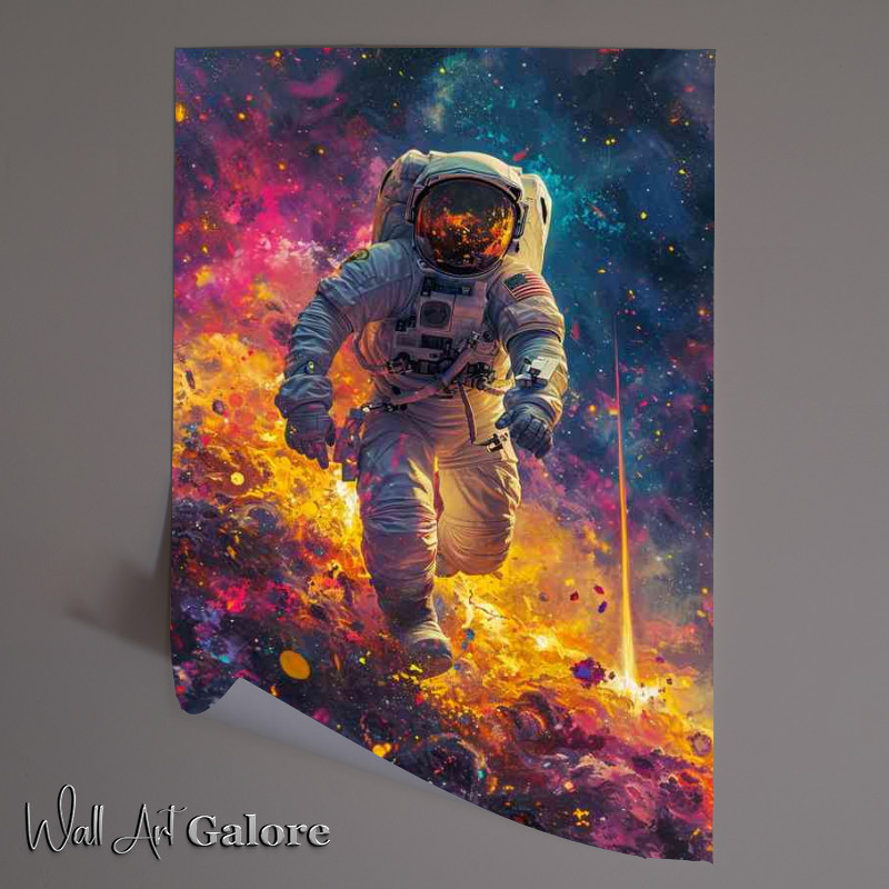 Buy Unframed Poster : (Astronaut in coloured cloud space)