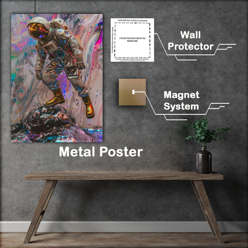 Buy Metal Poster : (Astronaut in space wearing a suit and space boots)