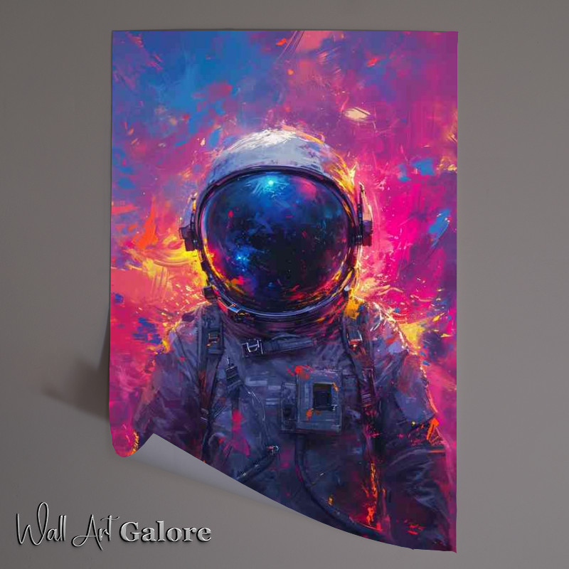 Buy Unframed Poster : (Astronaut with a array of colours in space)