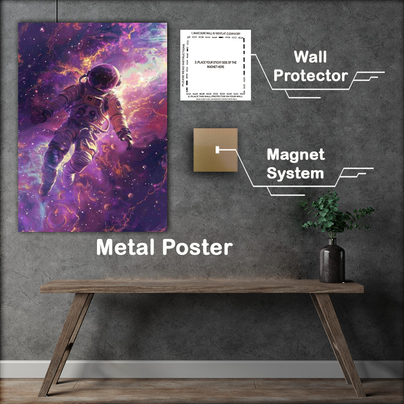 Buy Metal Poster : (Astronaut with purple space matter)