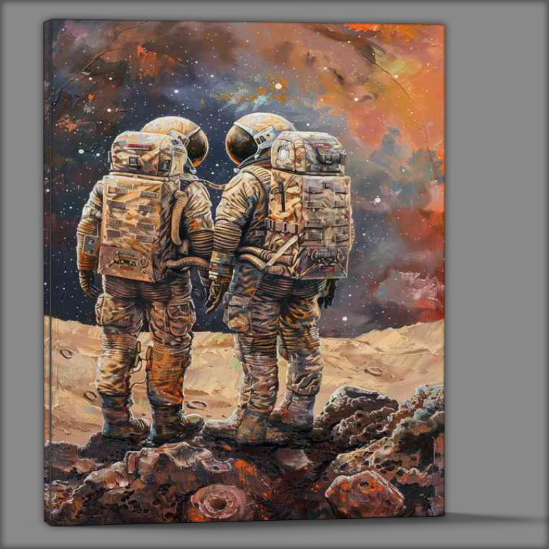 Buy Canvas : (Astronauts standing on a deserted planet)