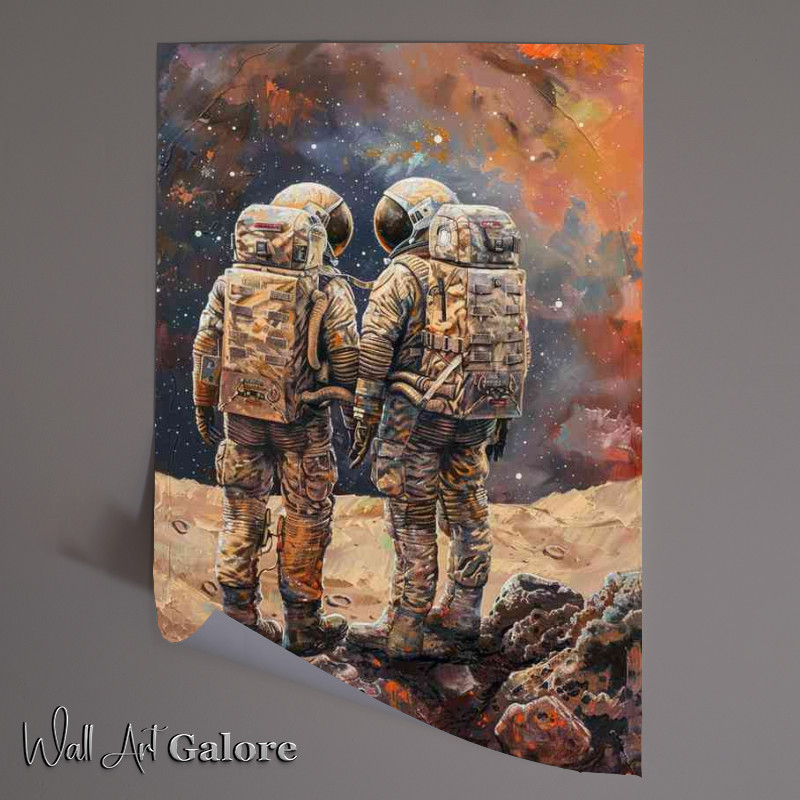 Buy Unframed Poster : (Astronauts standing on a deserted planet)