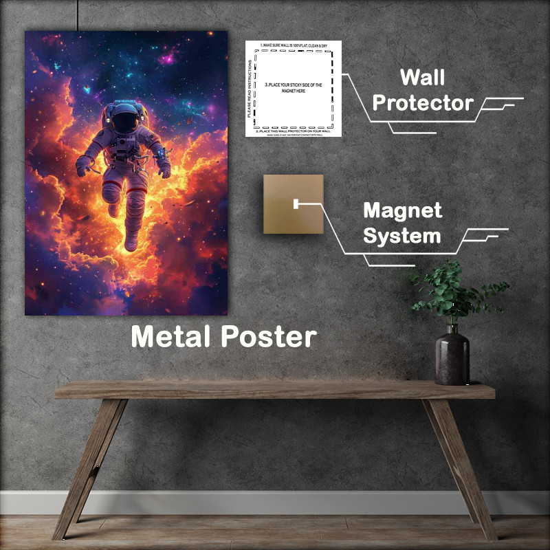 Buy Metal Poster : (Flying astronaut flying through space)