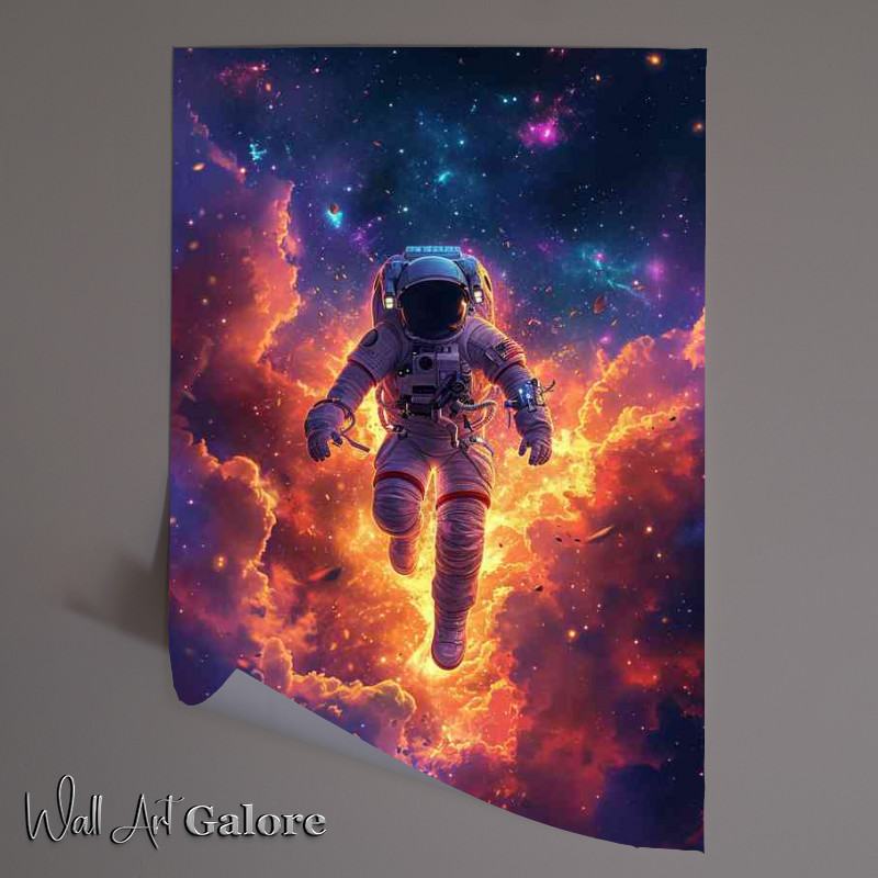 Buy Unframed Poster : (Flying astronaut flying through space)