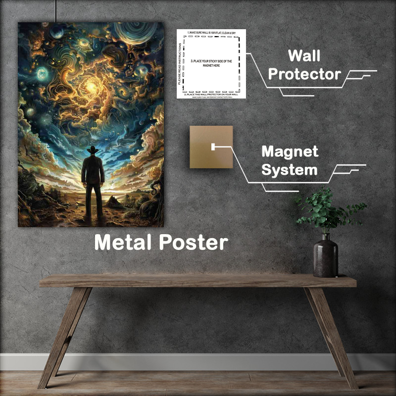 Buy Metal Poster : (Man looking into nebula deep sky)
