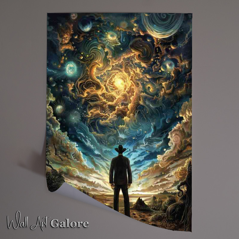 Buy Unframed Poster : (Man looking into nebula deep sky)