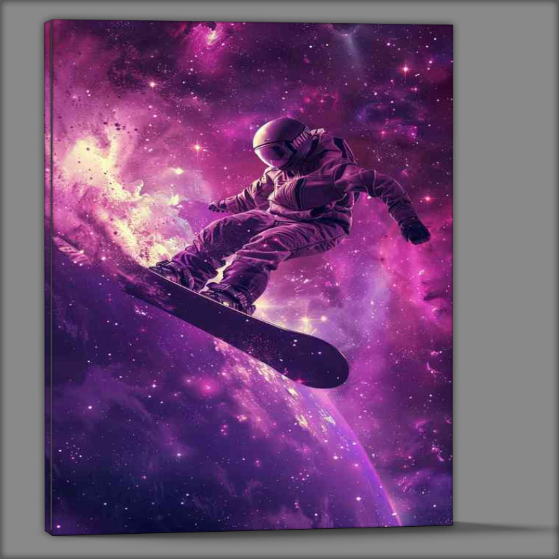 Buy Canvas : (Man on a snowboard flying through space)