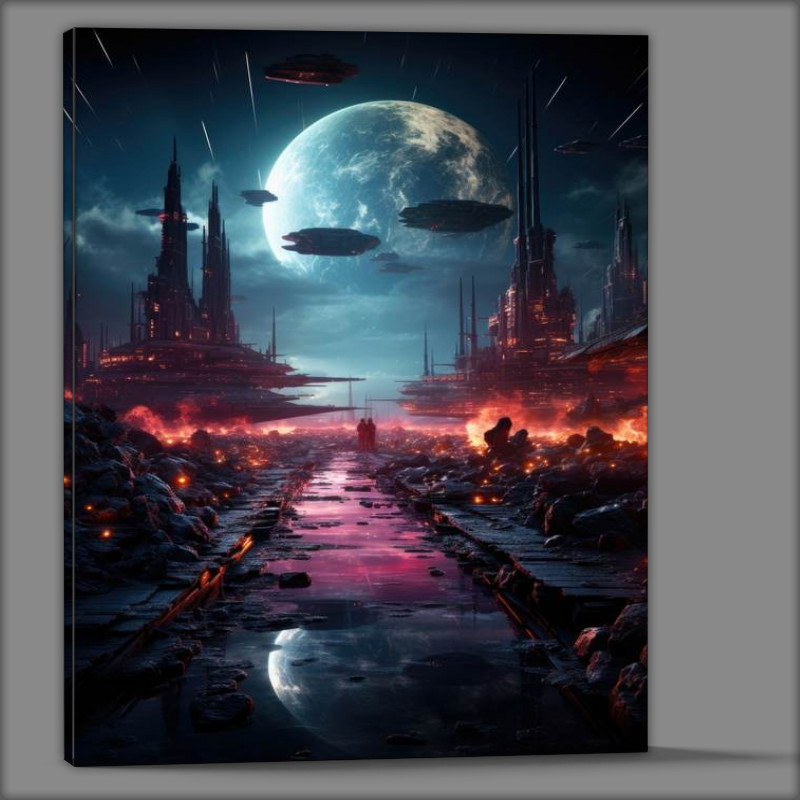 Buy Canvas : (Neon cosmic space battle)
