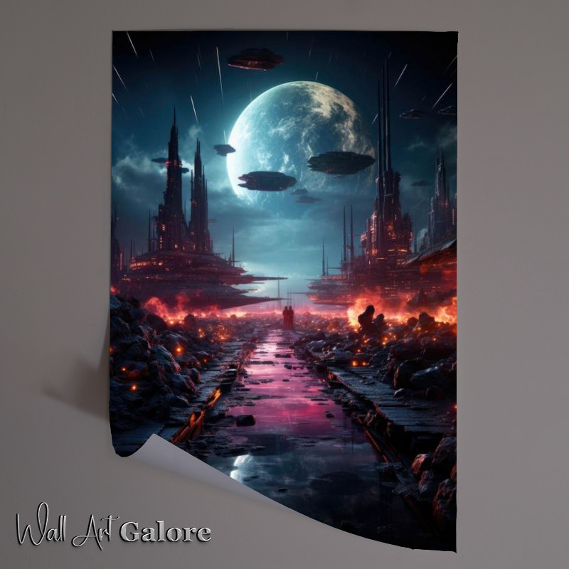 Buy Unframed Poster : (Neon cosmic space battle)