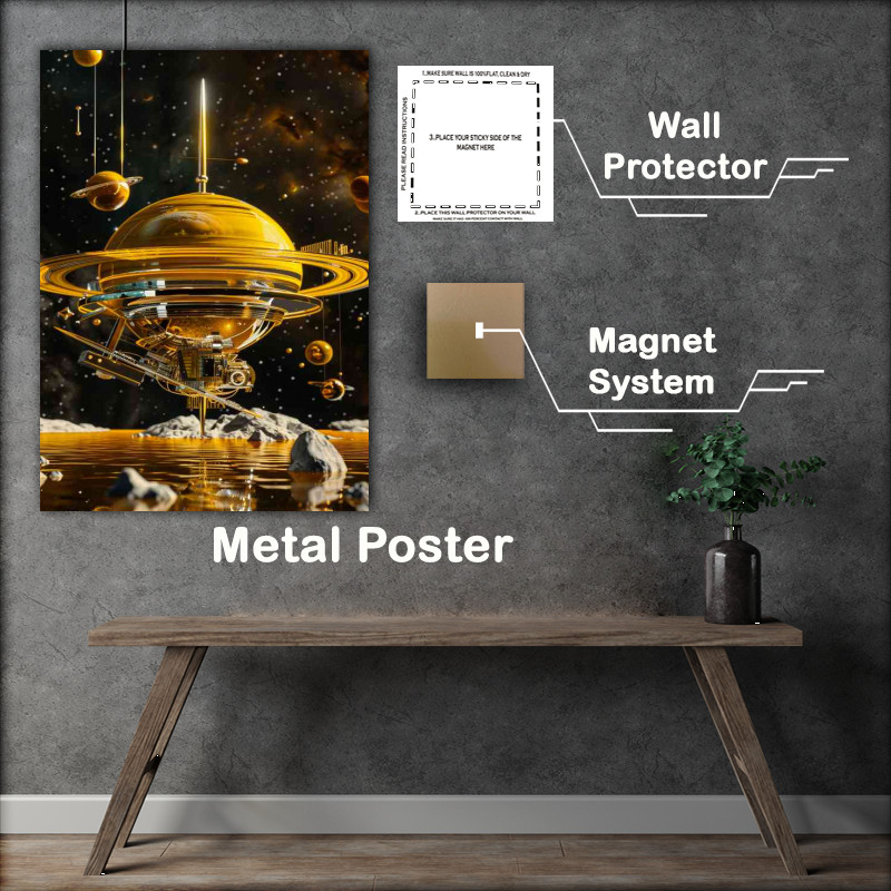 Buy Metal Poster : (Saturn space sculpture)