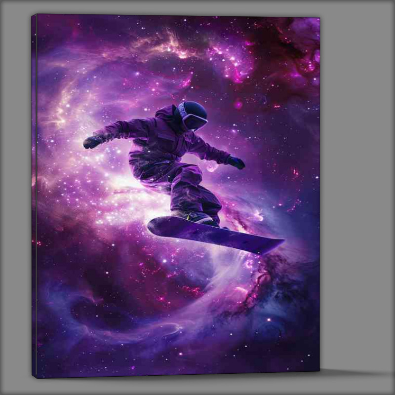 Buy Canvas : (Snowboard flying in space purples)