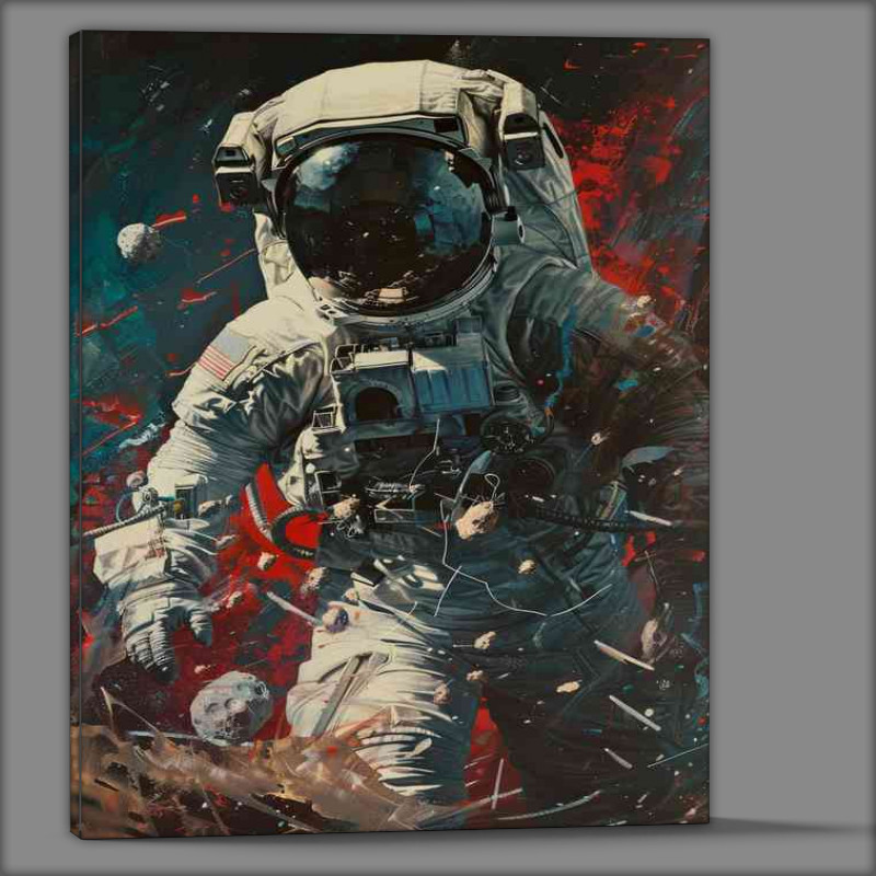 Buy Canvas : (Space Astronaut with flying debris)