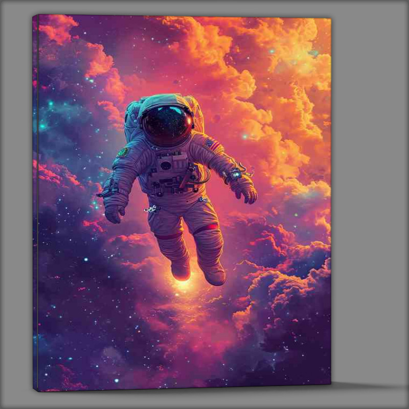 Buy Canvas : (Spaceman astronaut walking in the clouds)
