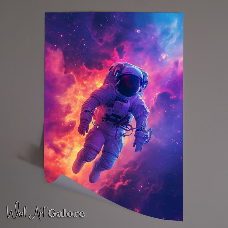 Buy Unframed Poster : (Spaceman flying through the clouds)