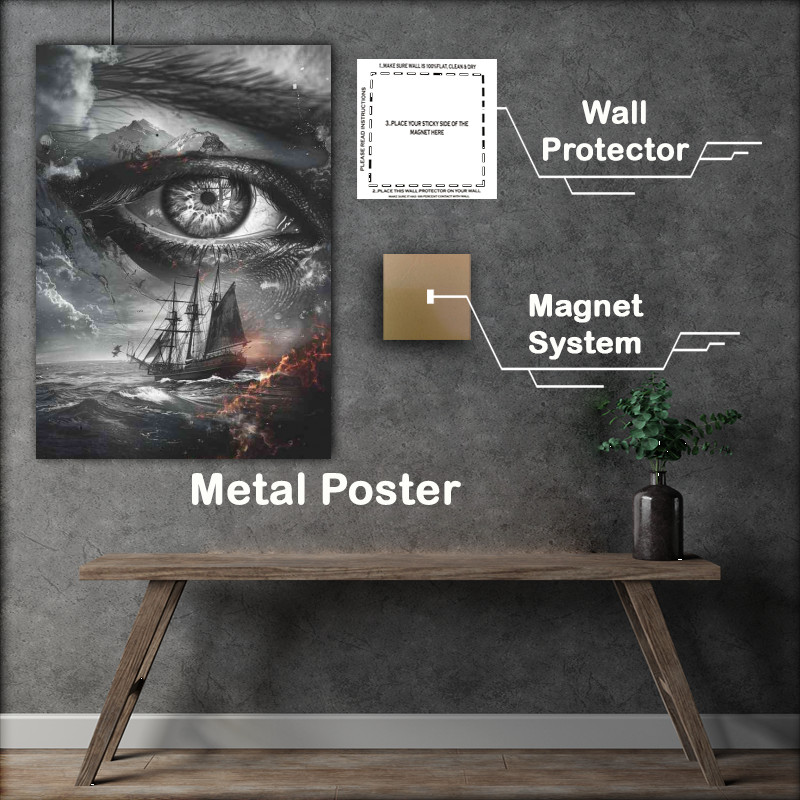 Buy Metal Poster : (Eye with a ship in the ocean)