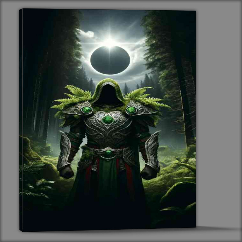 Buy Canvas : (Warrior in earth themed armor emerging from a dense forest)