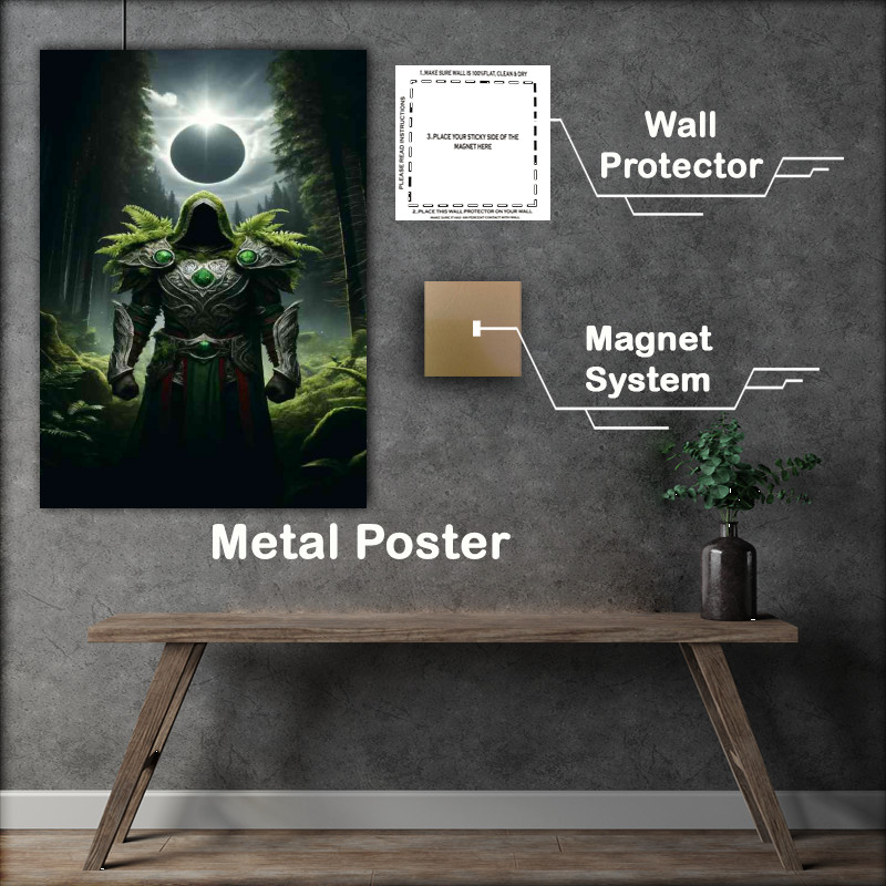 Buy Metal Poster : (Warrior in earth themed armor emerging from a dense forest)