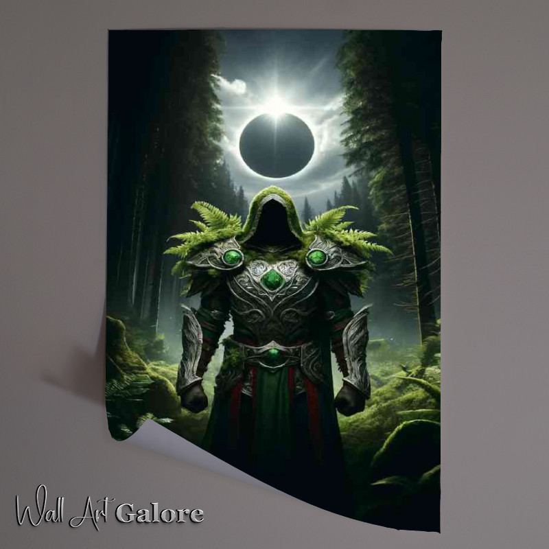 Buy Unframed Poster : (Warrior in earth themed armor emerging from a dense forest)