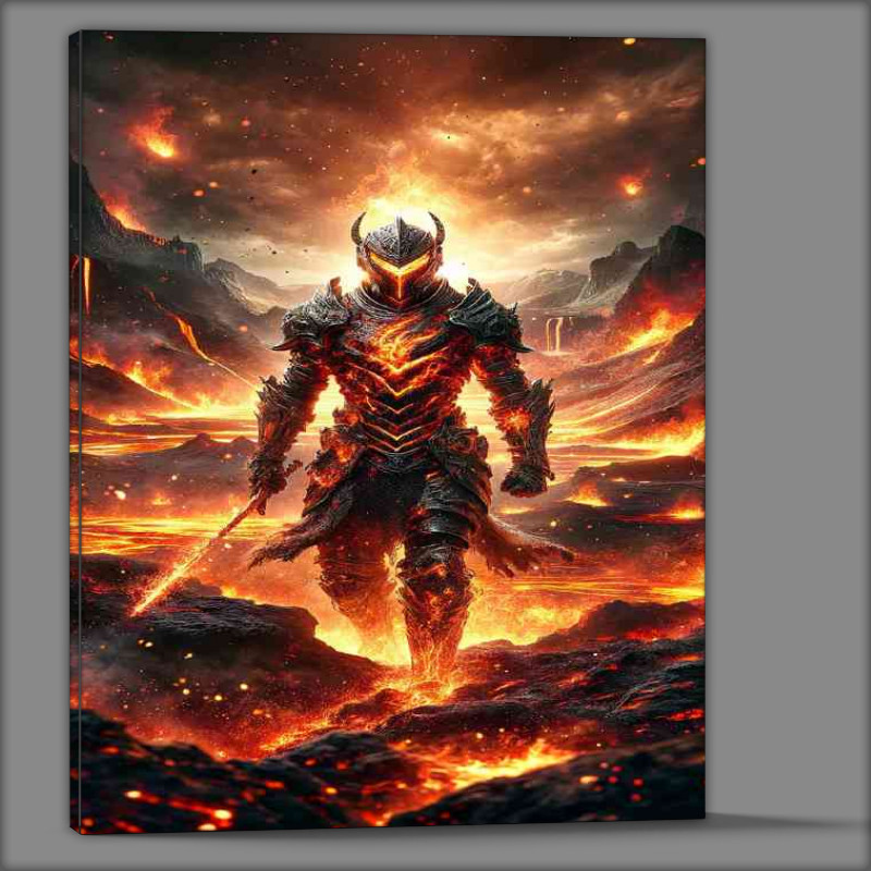 Buy Canvas : (Warrior in fire themed armor in a volcanic crater)