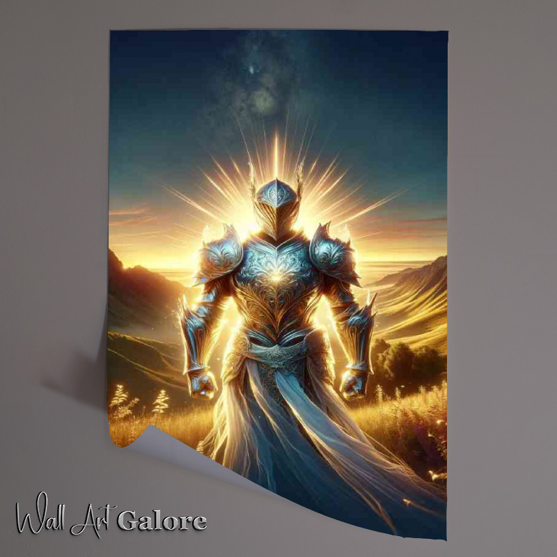 Buy Unframed Poster : (Warrior in light themed armor radiating a brilliant aura)