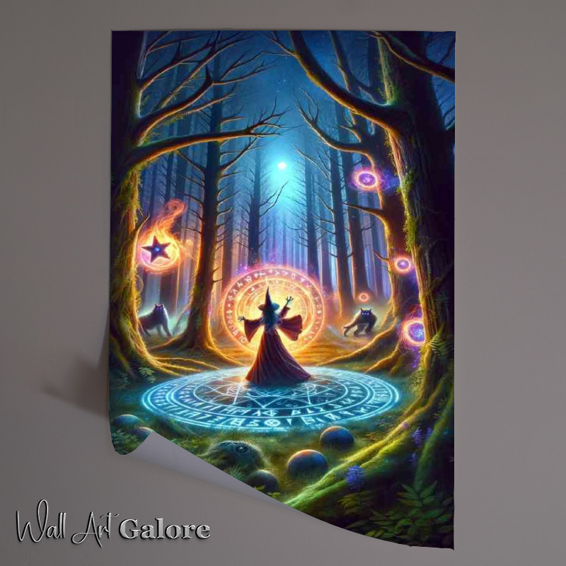 Buy Unframed Poster : (Wise Witch casting a powerful spell in an enchanted forest)