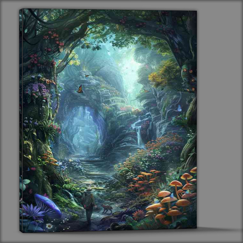 Buy Canvas : (A man walking through an enchanted forest)