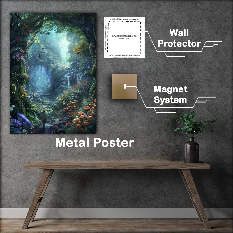 Buy Metal Poster : (A man walking through an enchanted forest)