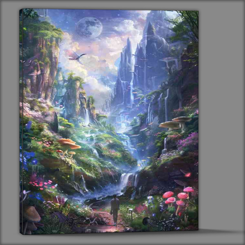 Buy Canvas : (An enchanted forest with tower landscape)