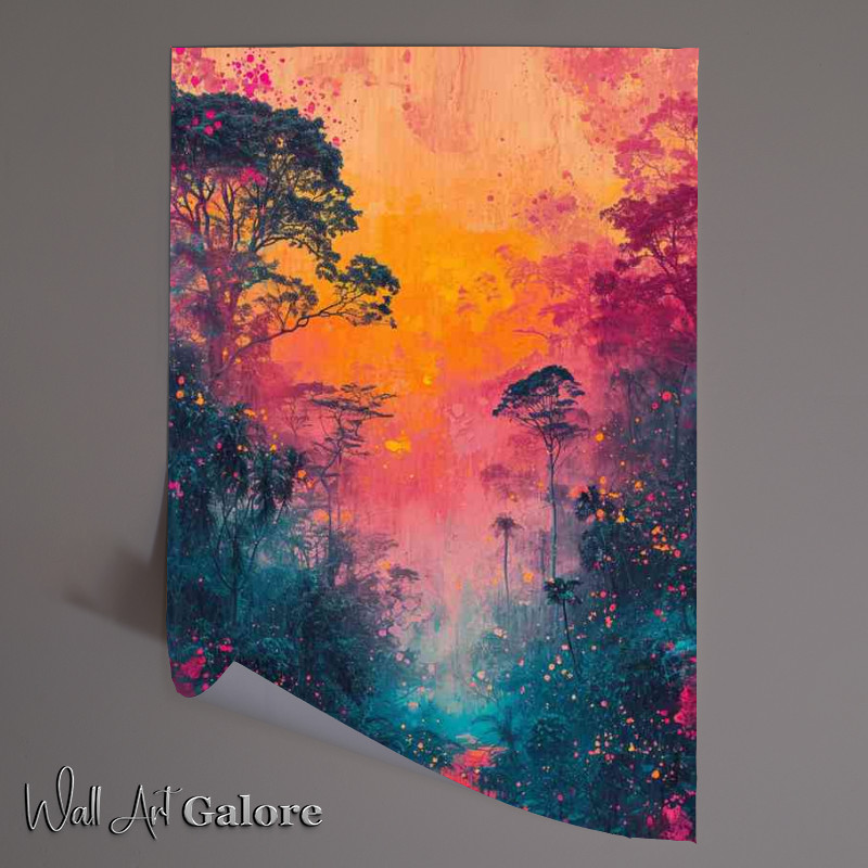 Buy Unframed Poster : (Colorful painting of a glowing forest)