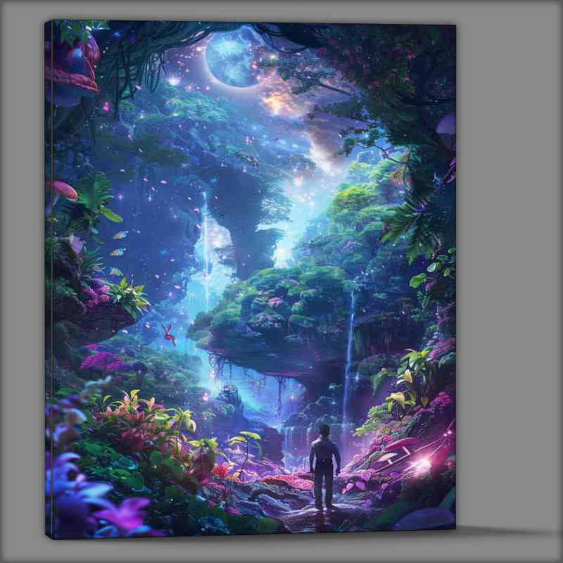 Buy Canvas : (Enchanted forest with a man walking)