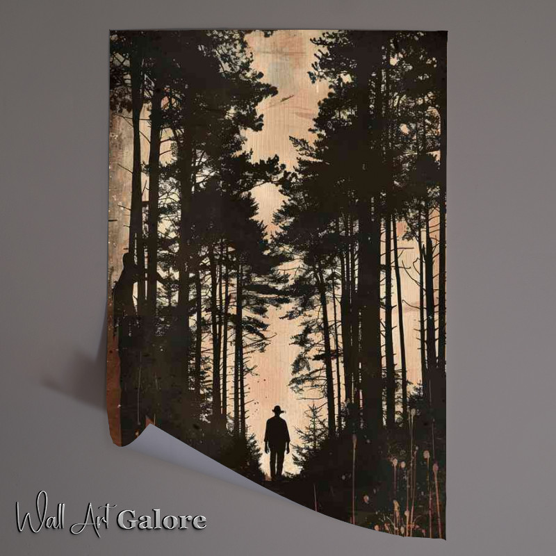 Buy Unframed Poster : (Man walking through the forest silhouette)