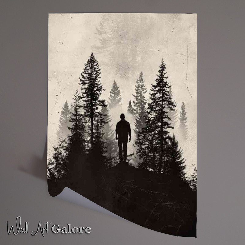 Buy Unframed Poster : (The silhouette of a man walking through forest)