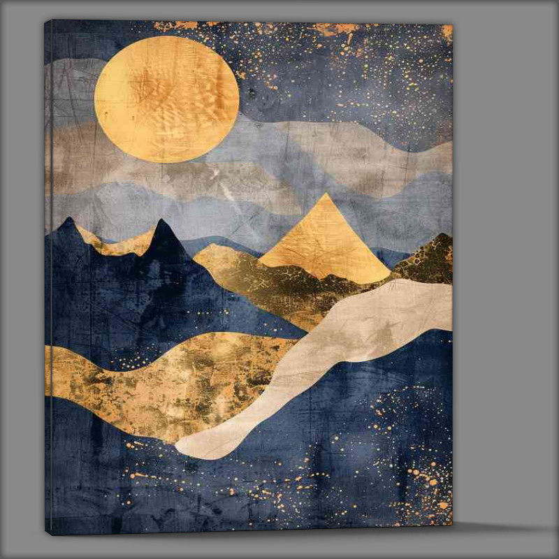 Buy Canvas : (Abstract mountains gold and blue colours)
