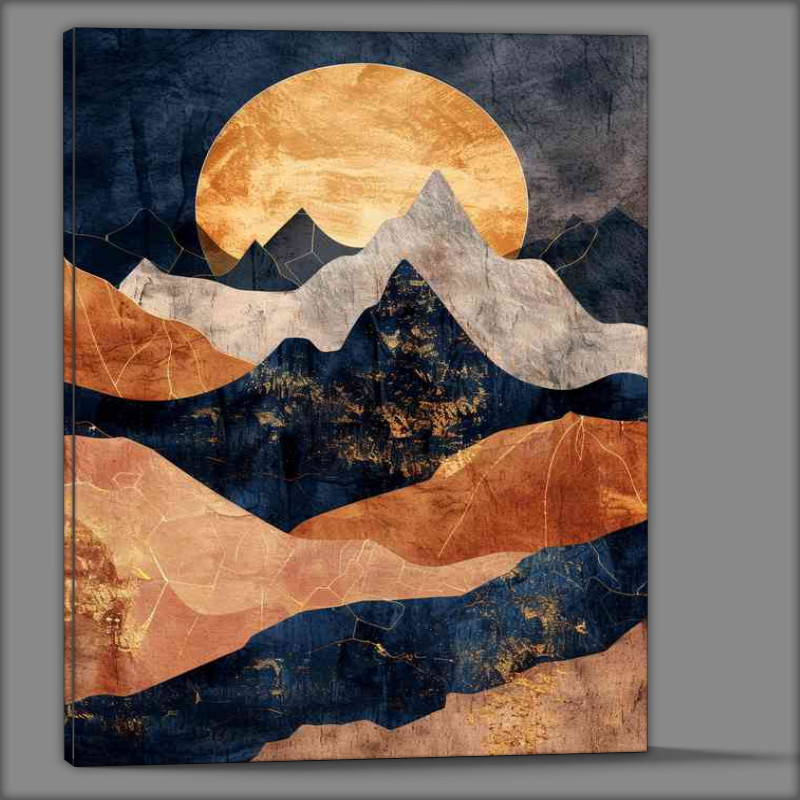 Buy Canvas : (Full moon and mountains abstract style)