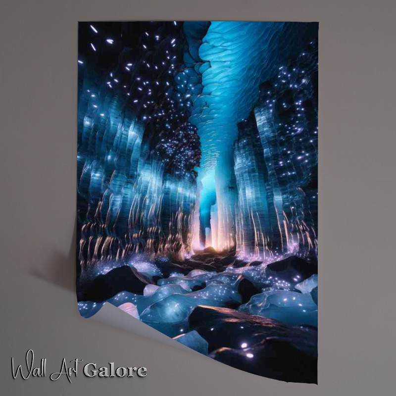 Buy Unframed Poster : (Glacier cavern illuminated by thousands of glow worms)