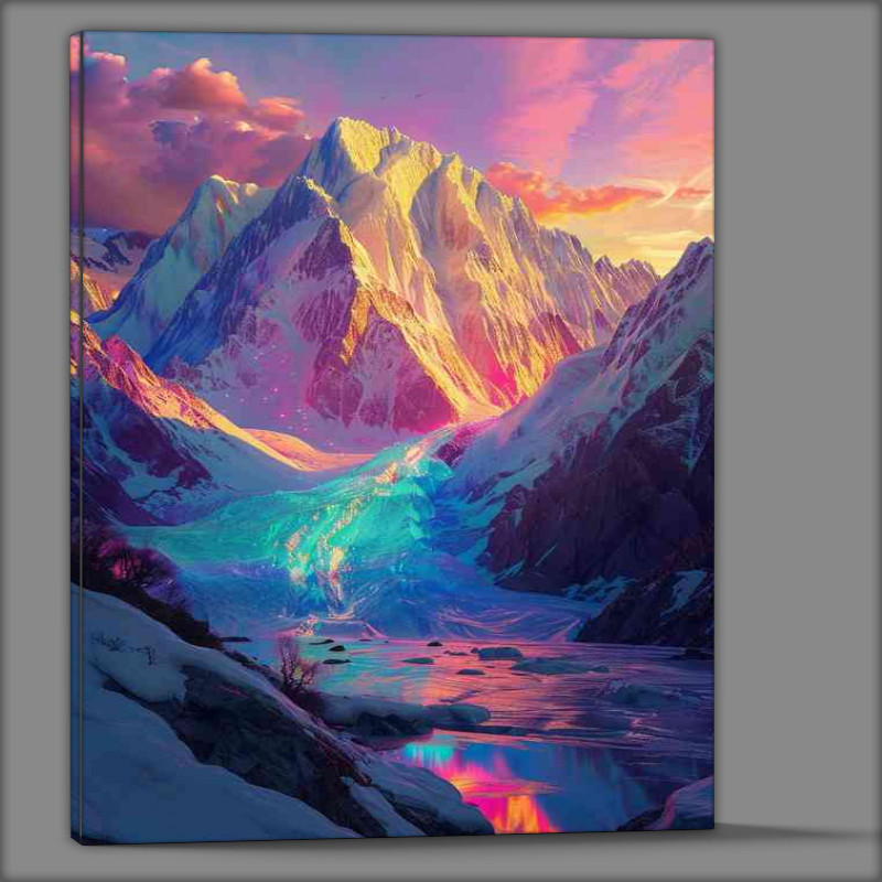 Buy Canvas : (The glacier is glow on the mountains from the sky)