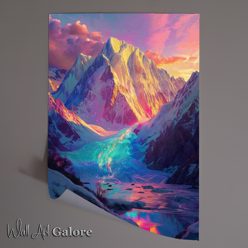 Buy Unframed Poster : (The glacier is glow on the mountains from the sky)