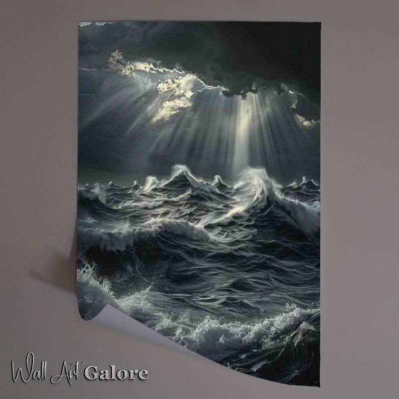 Buy Unframed Poster : (Black waves and a cloud covered sky)