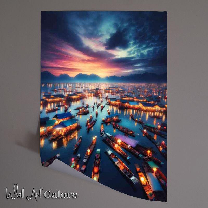 Buy Unframed Poster : (Enchanting atmosphere of a bustling floating market)