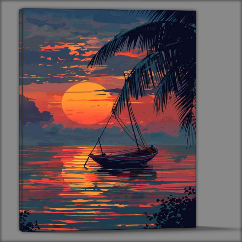 Buy Canvas : (Sail boat in the dusk sunset)