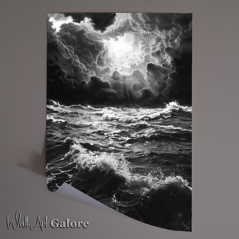 Buy Unframed Poster : (Strormy black and white sea)