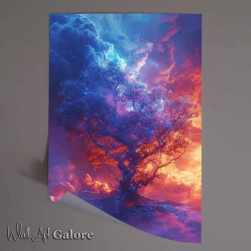 Buy Unframed Poster : (A blue and orange tree on top)