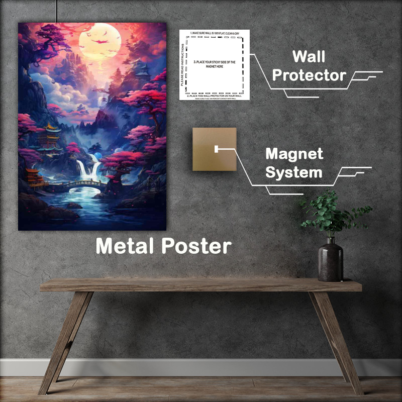Buy Metal Poster : (Cherry trees galore waterfalls cascading)